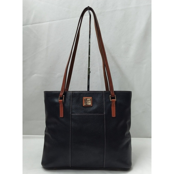 Dooney & Bourke Lexington Black Pebbled Leather Double Handle Zipper Tote Bag - Picture 1 of 16